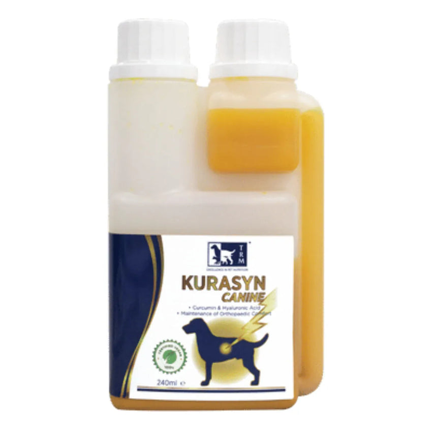 Supliment cu curcumina si acid hialuronic pentru articulatii caini Kurasyn Canine, 240ml, TRM
