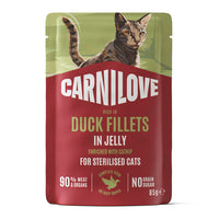 Hrana umeda pentru pisici, cu rata si catnip - Carnilove Cat Pouch Rich in Duck with Catnip 85g