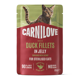 Hrana umeda pentru pisici, cu rata si catnip - Carnilove Cat Pouch Rich in Duck with Catnip 85g