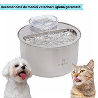 Fantana de apa SHAW® inox, filtrare apa, 4L, argintiu