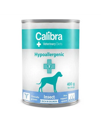 Hrana umeda dietetica hipoalergenica pentru caini cu insecte si somon Calibra Veterinary Diets Hypoallergenic, conserva 400g