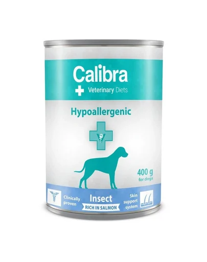 Hrana umeda dietetica hipoalergenica pentru caini cu insecte si somon Calibra Veterinary Diets Hypoallergenic, conserva 400g