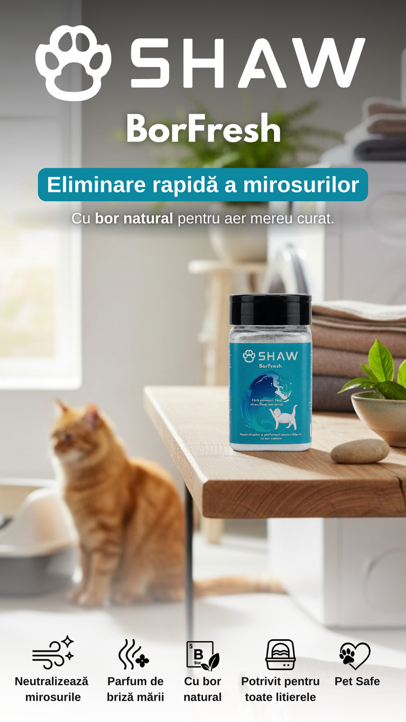 Parfumant si neutralizator de miros pentru litiera pisicii, SHAW Borfresh, cu bor natural