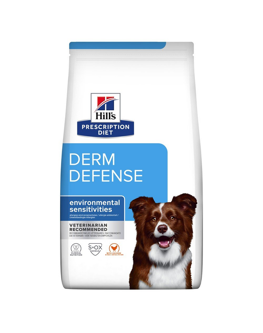 Hrana Uscata Dietetica pentru Caini Hill’s Prescription Diet Derm Defense 1.5kg, Suport pentru Piele Sensibila si Dermatite