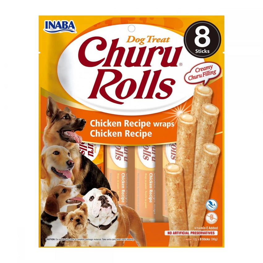 Churu, Snack-uri pentru Câini, Rulouri cu Pui, 8 x 12g