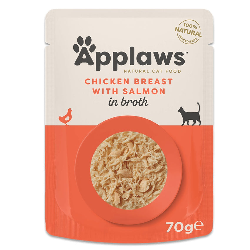 Hrana umeda pentru pisici, piept de pui cu somon - APPLAWS Cat Plic Piept Pui cu Somon in Supa 70g