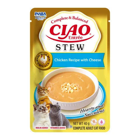 Tocanita (stew) pentru pisici cu pui si branza Ciao Entree, Inaba