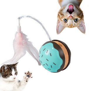 Minge Automata Interactiva pentru Pisici SHAW, Forma de Inghetata, cu Lumina LED si Miscare Aleatorie, Baterie Reincarcabila