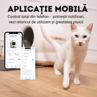 RESIGILAT - Litiera automata smart SHAW® Ultra pentru pisici, auto-curatare, sterilizare UV, odorizant, aplicatie mobila, negru