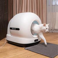 RESIGILAT - Litiera automata smart SHAW® Ultra pentru pisici, auto-curatare, sterilizare UV, odorizant, aplicatie mobila, negru