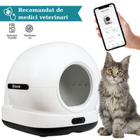 RESIGILAT - Litiera automata smart SHAW® Ultra pentru pisici, auto-curatare, sterilizare UV, odorizant, aplicatie mobila, negru