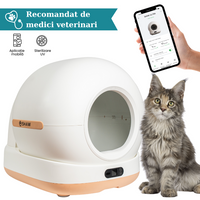 RESIGILAT - Litiera automata smart SHAW® Ultra pentru pisici, auto-curatare, sterilizare UV, odorizant, aplicatie mobila, bej