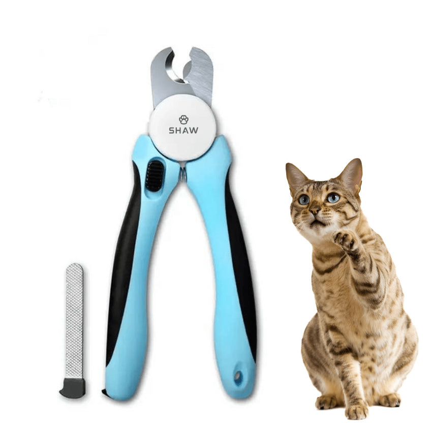 Cleste de unghii SHAW pentru caini si pisici cu protectie, albastru