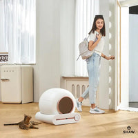 Litiera automata smart SHAW® ROZ pentru pisici, auto-curatare, sterilizare, aplicatie mobila, 9L