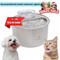 Fantana de apa SHAW® inox, filtrare apa, 4L, argintiu