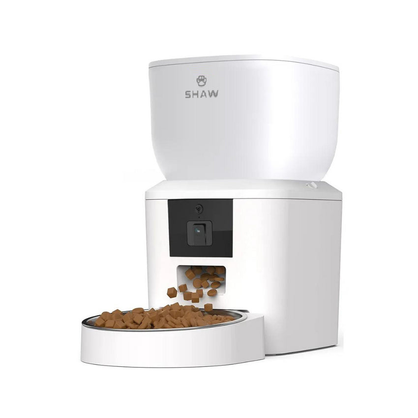 Hranitor automat smart SHAW® pentru caini si pisici cu camera reglabila, aplicatie mobila, 4L, programare hranire