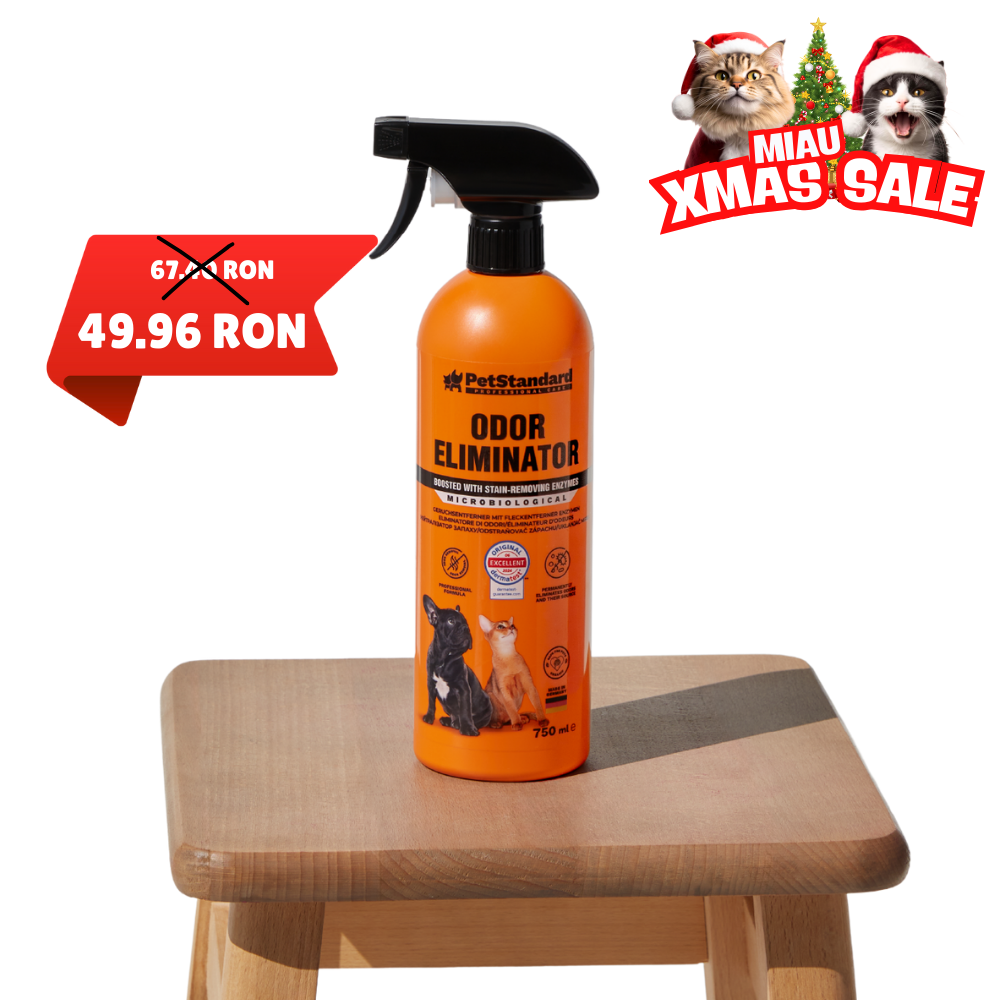 Solutie Profesionala Enzimatica pentru Eliminarea Mirosurilor, Curatare Urina Pisica si Caine, Fecale, Voma,  750 ml