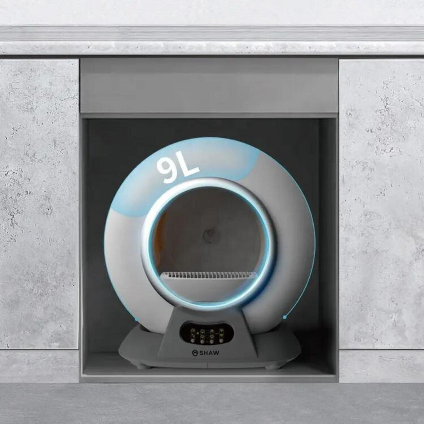 Litiera automata smart SHAW® V2 pentru pisici, auto-curatare, sterilizare, aplicatie mobila, 9L