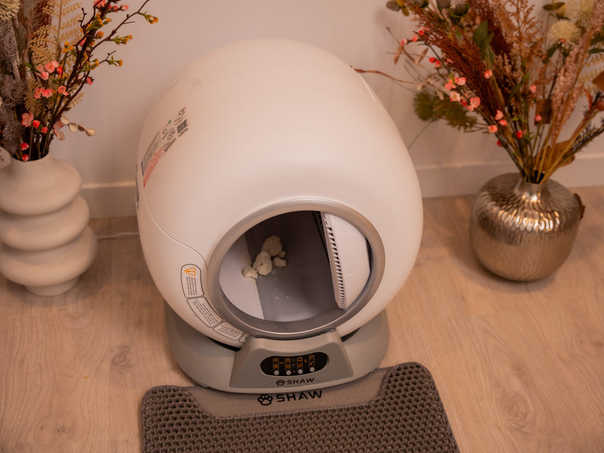 Litiera automata smart SHAW® V2 pentru pisici, auto-curatare, sterilizare, aplicatie mobila, 9L