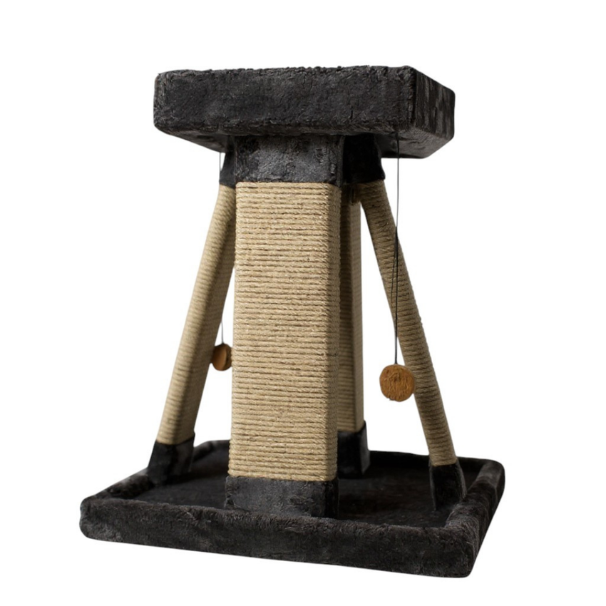 Ansamblu de catarat pentru pisici cu zone de zgariat si culcus superior, model tip piramida, MDF, inaltime 59 cm