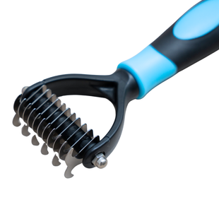 Perie de grooming pentru descalcire SHAW pentru caini si pisici,otel inoxidabil, albastru