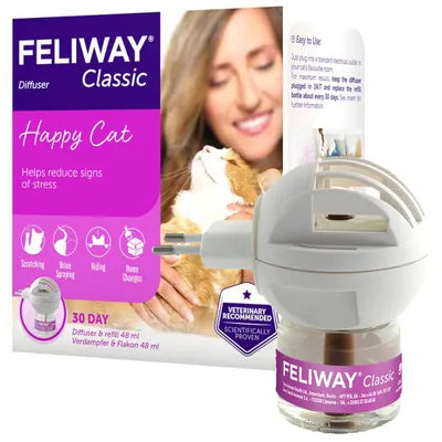 Difuzor cu Feromoni pentru Pisici Feliway Classic Difuzor + Rezerva 48ml, Reducerea Stresului si Adaptare Usoara in Casa