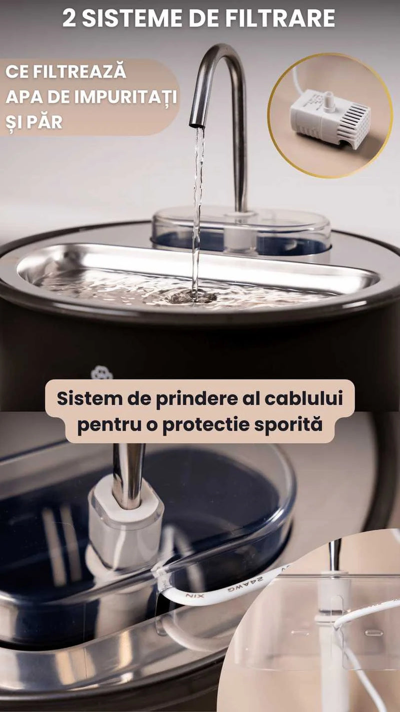 Fantana de apa SHAW® tip robinet, filtrare apa, 4L, plastic, negru