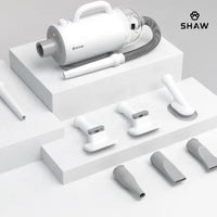 Uscator si aspirator cu perie 3 in 1, SHAW®, pentru caini si pisici, reglare temperatura, ioni negativi, 2000W, Alb