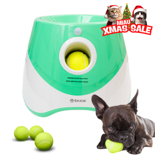 Aruncator automat de mingi tip lansator pentru caini, SHAW, incarcare USB, senzor miscare, 3 mingi incluse