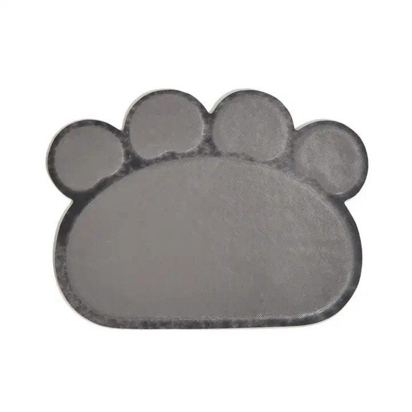 Covoras pentru pisici de pus in fata litierei, PVC, forma de labuta, gri