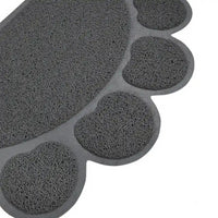 Covoras pentru pisici de pus in fata litierei, PVC, forma de labuta, gri