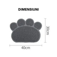 Covoras pentru pisici de pus in fata litierei, PVC, forma de labuta, gri