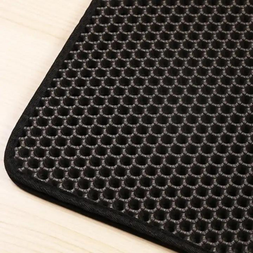 Covoras colector de nisip pentru litiera pisicii, negru, PVC