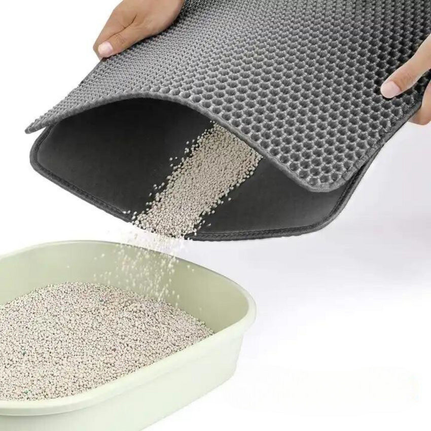 Covoras colector de nisip pentru litiera pisicii, negru, PVC