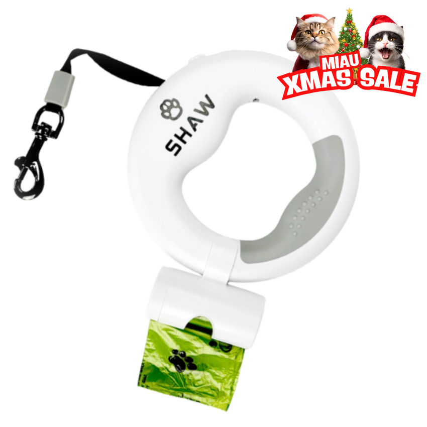 Lesa retractabila cu LED, SHAW®, cu suport si o rola saci gunoi, 3 m