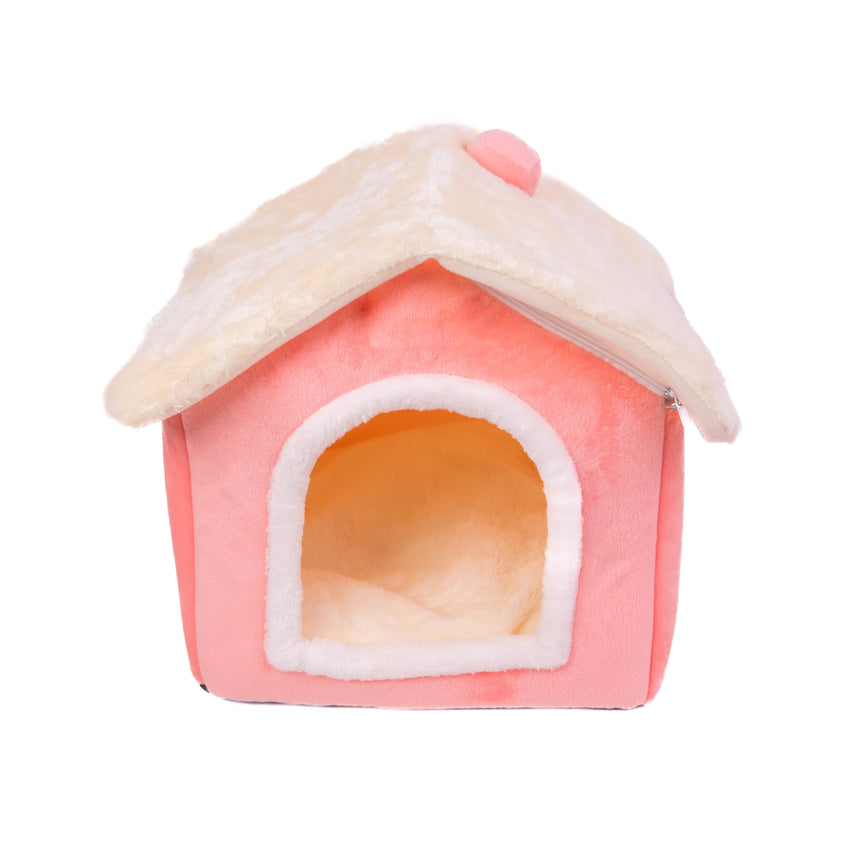 Casuta textila pliabila SHAW®, pentru caini si pisici, calduroasa, 40x32 x35 cm, roz