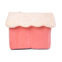 Casuta textila pliabila SHAW®, pentru caini si pisici, calduroasa, 40x32 x35 cm, roz