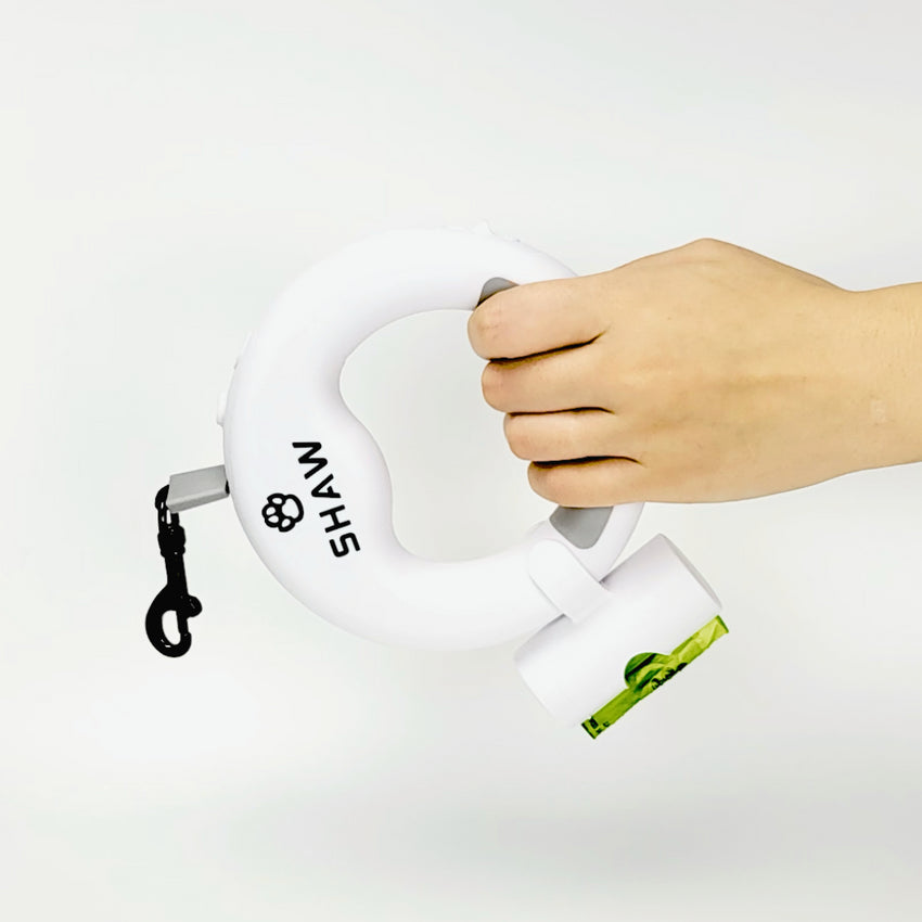 Lesa retractabila cu LED, SHAW®, cu suport si o rola saci gunoi, 3 m