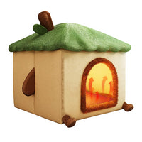 Casuta pufoasa pentru caini si pisici cu 9 trepte de incalzire si telecomanda