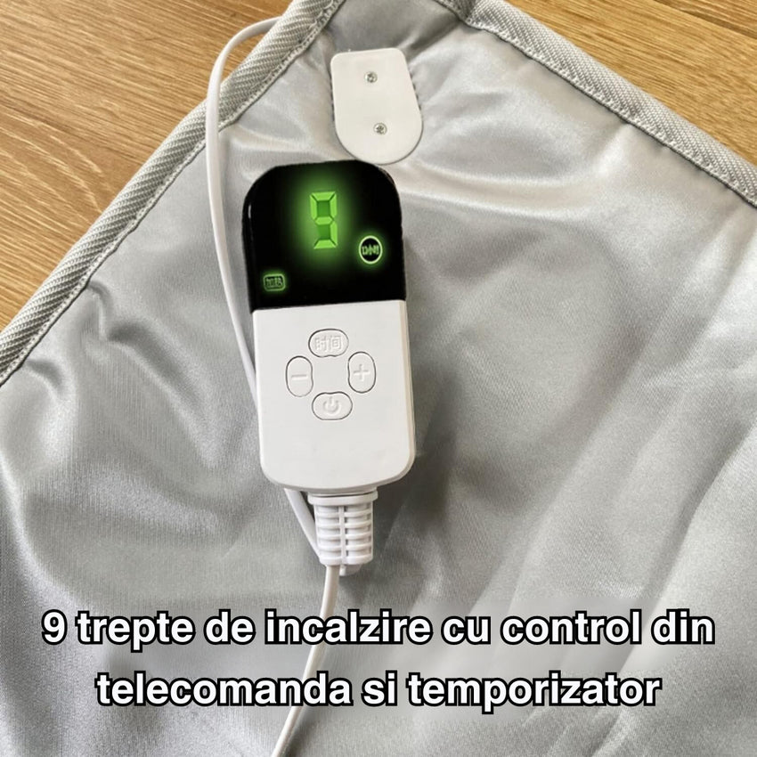 Casuta pufoasa pentru caini si pisici cu 9 trepte de incalzire si telecomanda