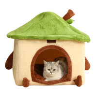 Casuta pufoasa pentru caini si pisici cu 9 trepte de incalzire si telecomanda