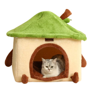 Casuta pufoasa pentru caini si pisici cu 9 trepte de incalzire si telecomanda