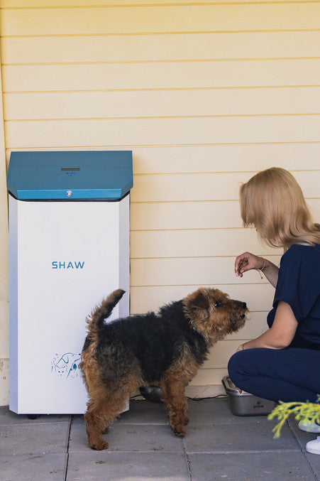 Hranitor automat smart SHAW® pentru caini talie mare, Capacitate 17kg, Programare hrana, Aplicatie mobila, 2 boluri