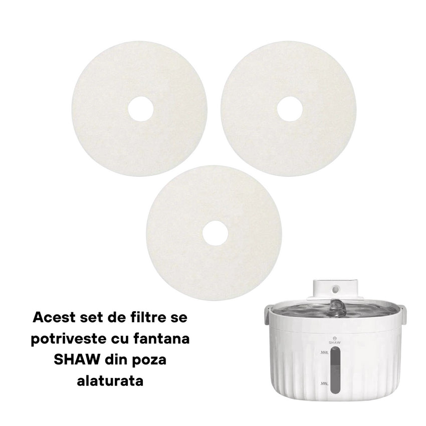 Set 3 filtre pentru fantana SHAW® cu baterie si senzor miscare, utilizare timp de 6 - 12 luni