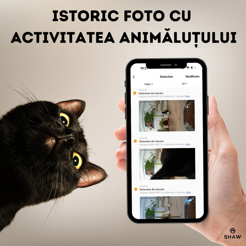 Hranitor automat Smart SHAW® PRO V2 pentru caini si pisici, Aplicatie mobila, Camera video Night Vision, Programabil, 4L