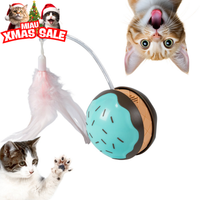 Minge Automata Interactiva pentru Pisici SHAW, Forma de Inghetata, cu Lumina LED si Miscare Aleatorie, Baterie Reincarcabila