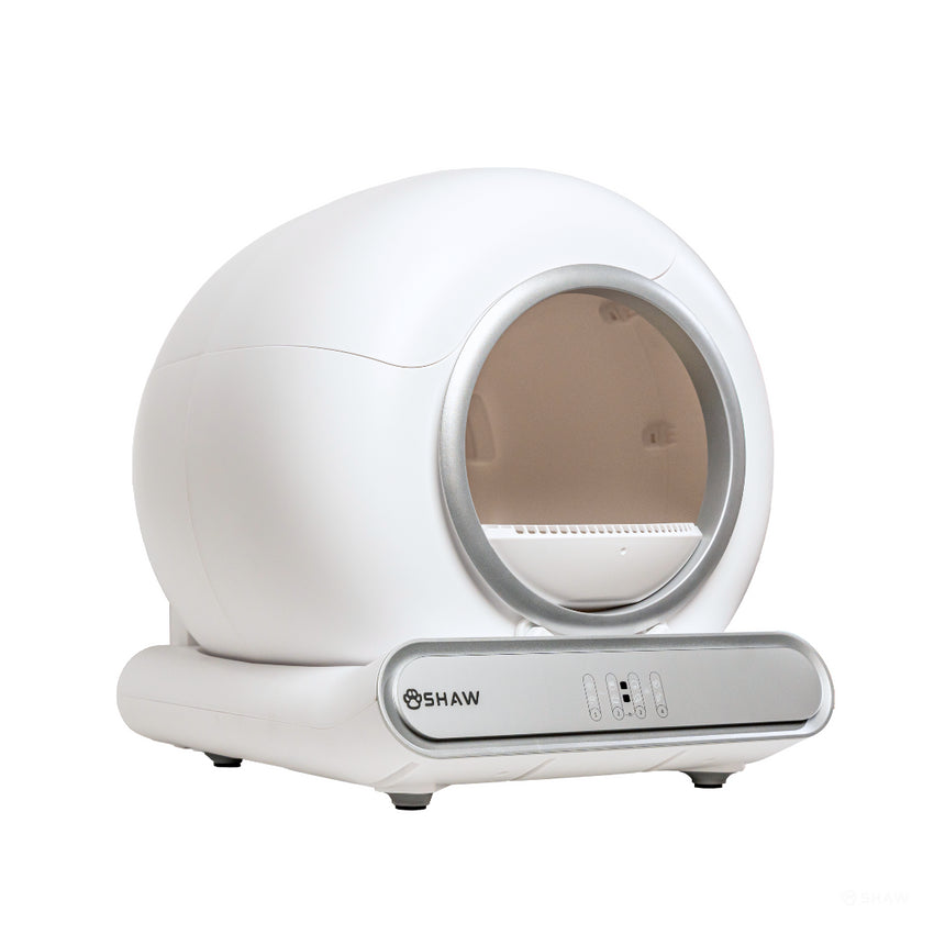 Litiera automata smart SHAW® V3 pentru pisici, auto-curatare, eliminare mirosuri prin ionizare, aplicatie mobila, 9L