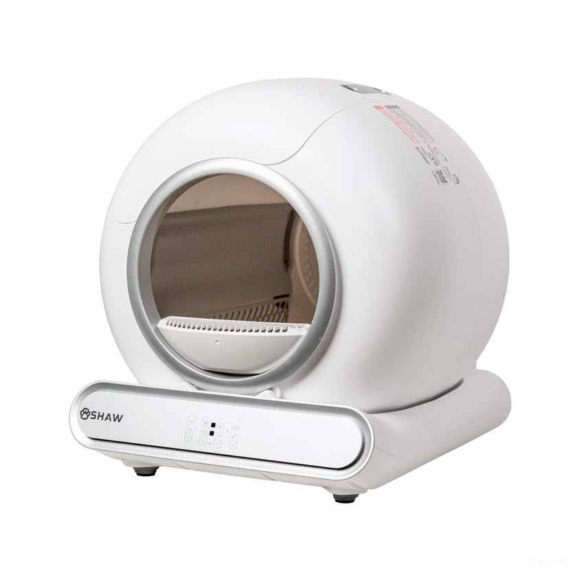 Litiera automata smart SHAW® V3 pentru pisici, auto-curatare, eliminare mirosuri prin ionizare, aplicatie mobila, 9L