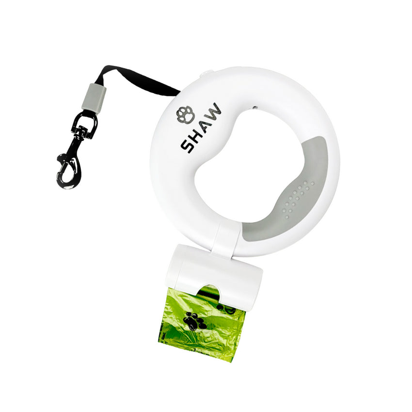 Lesa retractabila cu LED, SHAW®, cu suport si o rola saci gunoi, 3 m