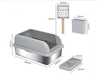 Litiera inox SHAW® XL pentru pisici, cu prag si lopatica incluse, usor de curatat, rezistenta